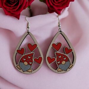 Heart Gnome Teardrop Earrings